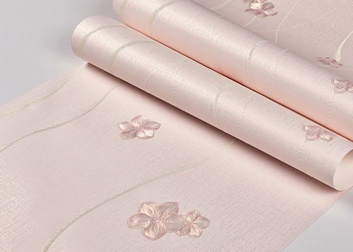 Light pink Современные пасторальные Цветочные тисненые 3D обои Нетканые домашний Декор цветы обои для спальни гостиной - Цвет: Light pink