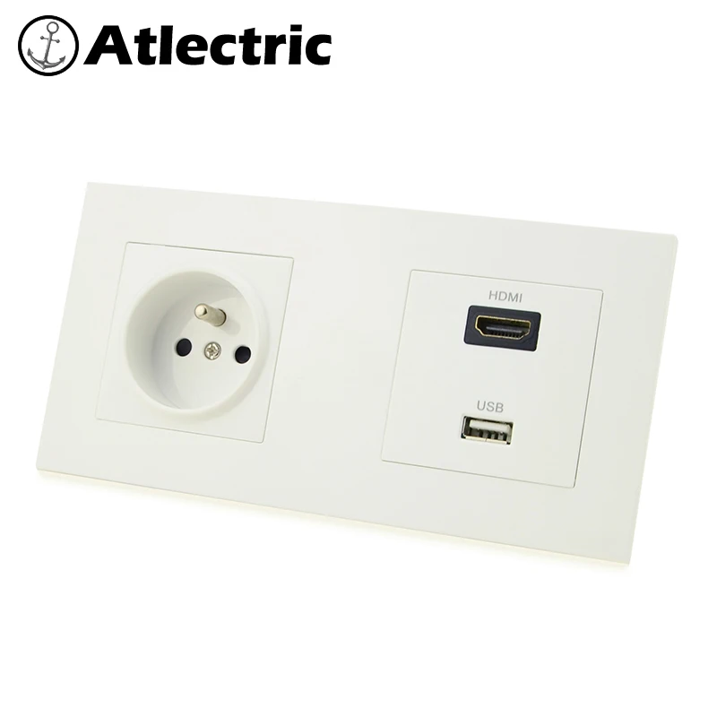 Atlectric FR стандартная настенная розетка HDMI HD usb ТВ порт пласти ковая панель