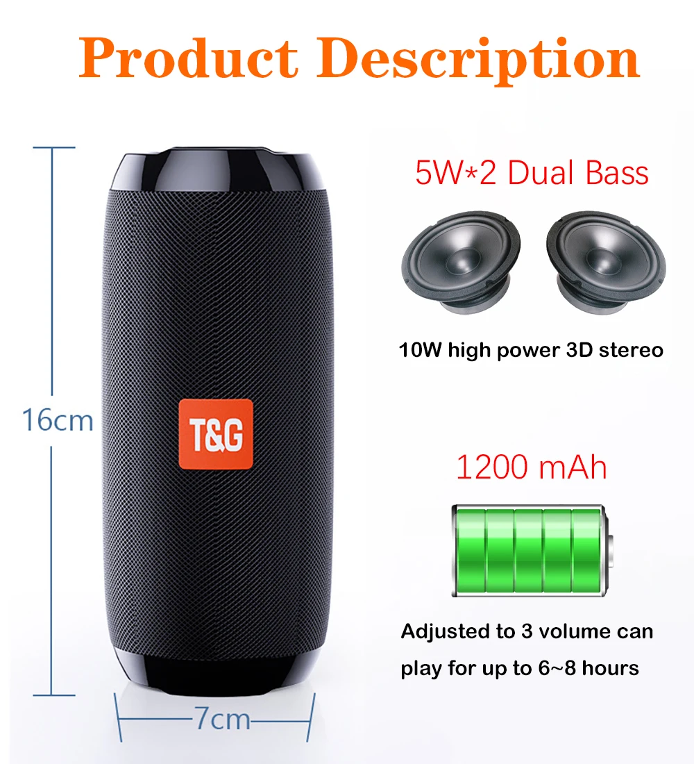 pc speakers Waterproof Outdoor TG117 Portable Bluetooth-compatible Wireless Bass Column Computer Sound Box Radio USB Subwoofer Speakers best bluetooth speaker