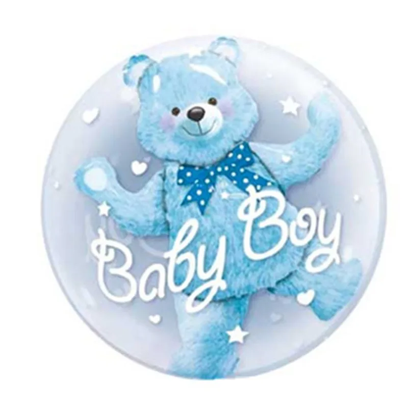 24 дюйма для Для мальчиков и девочек голубого и розового цвета пузырь медведя алюминиевой фольги Воздушные шары на день рождения для детей в возрасте 1 ванны младенца украшения детские игрушки мяч