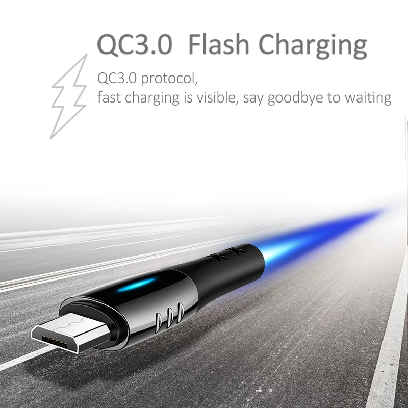 USAMS Micro USB кабель интеллектуальное отключение питания QC3.0 Быстрая зарядка шнур данных провод для samsung Xiaomi huawei телефонный кабель для Android