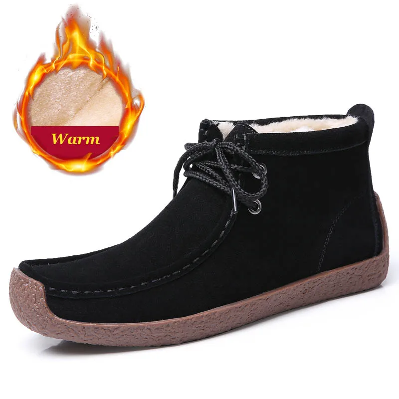 Зимние женские ботинки коллекция 2019 года высококачественные Кожаные Замшевые