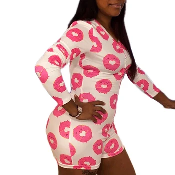 

Summer Pyjamas Women Sleepwear Leopard Long Sleeve Short Jumpsuit Sexy Pajamas For Adults Nightwear Lingerie Plus Size