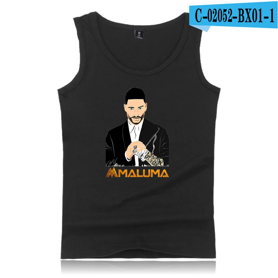Maluma 2D Printing Cotton Fashion Men Tank Tops Summer Sleeveless Coat Hot Trend Casual Clothing Vest - Цвет: Black
