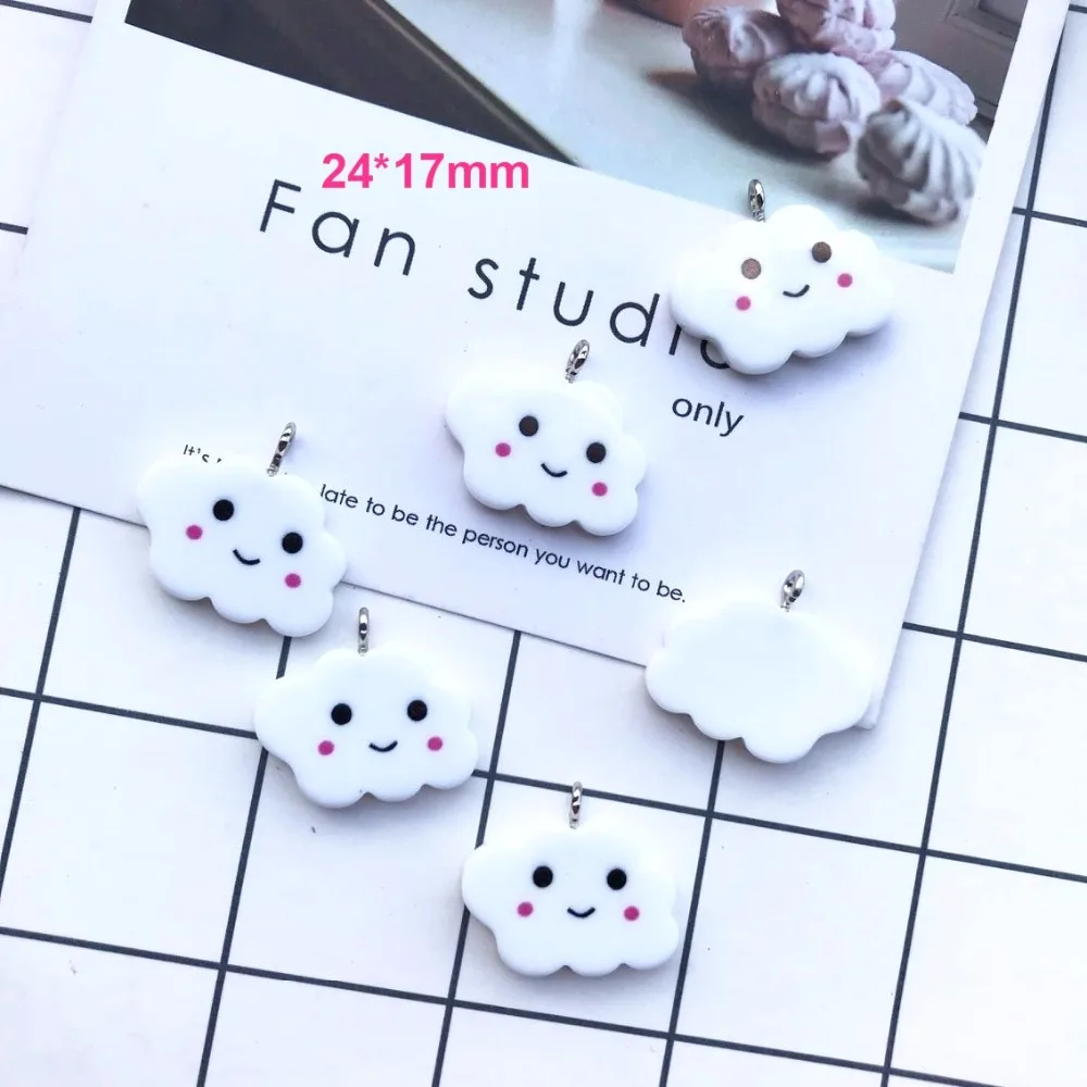 24*17 мм 10 шт. Kawaii плоские пластмассовые облака Подвески для DIY украшения ожерелье серьги брелок ювелирных изделий