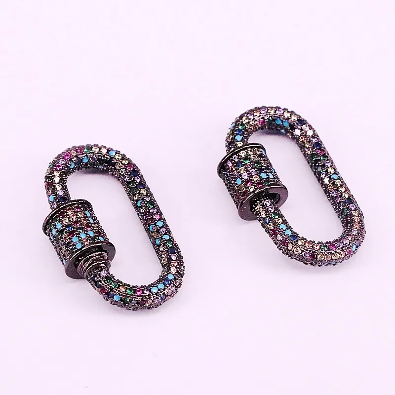 4 шт., золотой/черный цвет полностью Радужный CZ Micro Pave oval/застежка в форме сердца, соединительная застежка, фурнитура
