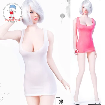 

1/6 Sexy 2b Low-cut U Collar Mini Short Dress with High Heel Shoes Set Girl's Bottoming Shirt for 12'' Female Action Figure