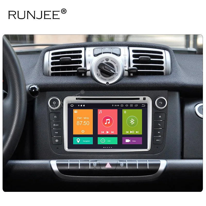 Best RUNJEE Android 9 4+64G IPS DSP Car DVD multimedia player For Mercedes Benz Smart Fortwo 2011-2014 dvd video output DAB 4