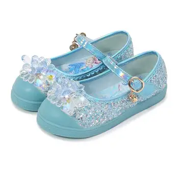 

Girls Wedding Shoes Glitter New Brand Flat Heels Children Elsa Princess Sandals Dance Kids Fashion Party Shoes crystal Sneakers
