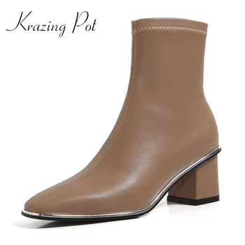 

krazing pot three colors superstar recommend square toe high heel concise style Korean street gentlewomen dating ankle boots L67