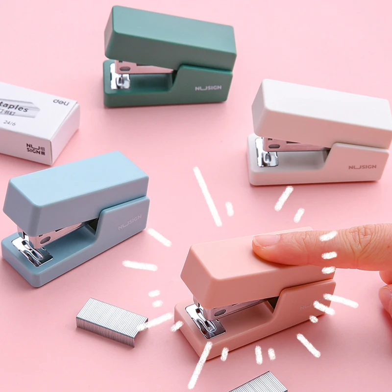 Deli Mini Stapler Machine With Staples 24/6 26/6 Samll Fashion Paper Stapler For Stationery Office Accessories School Supplies mini stapler set,hand stapler,office supplies