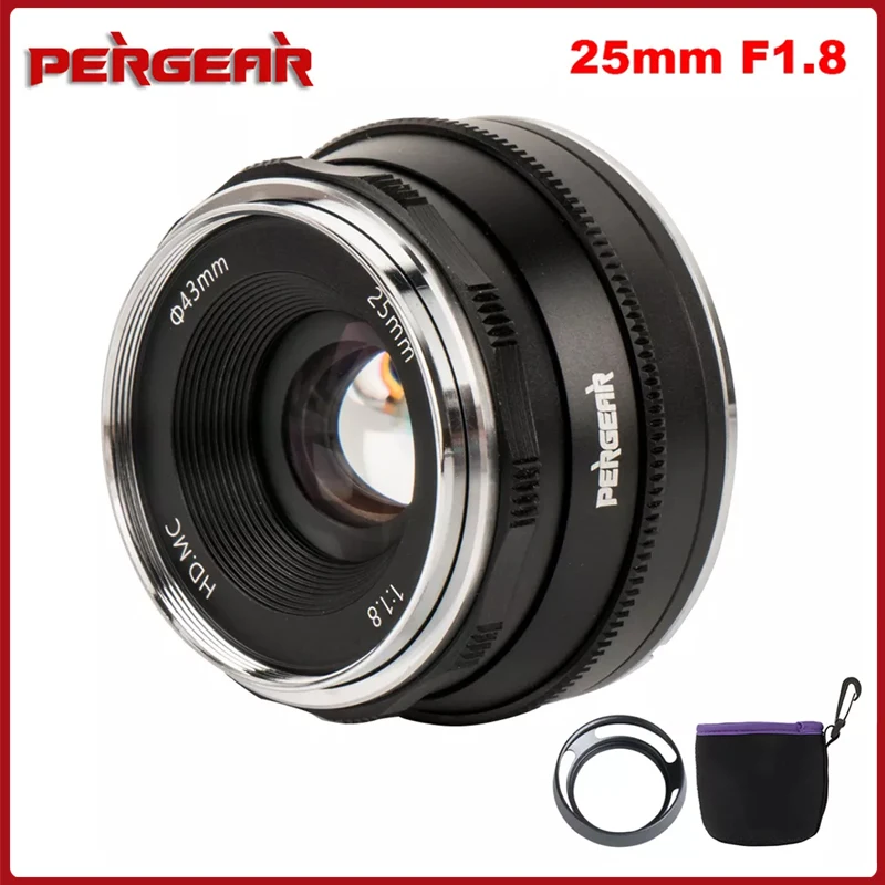Объектив Pergear 25 мм f1.8 Prime для всех серий Sony E Mount Fuji Micro 4/3 Camera A7 A7II A7R A6500 A6300 A6400 |