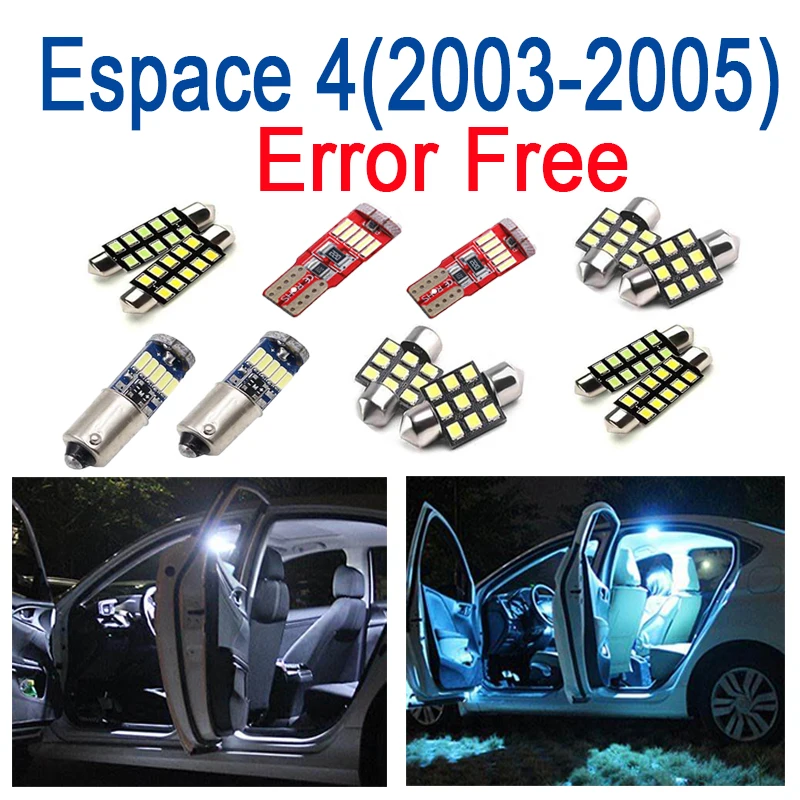 

100% Error Free Canbus White LED bulbs Interior Reading dome indoor Light Kit For Renault Espace 4 IV MK4 (2003-2014)