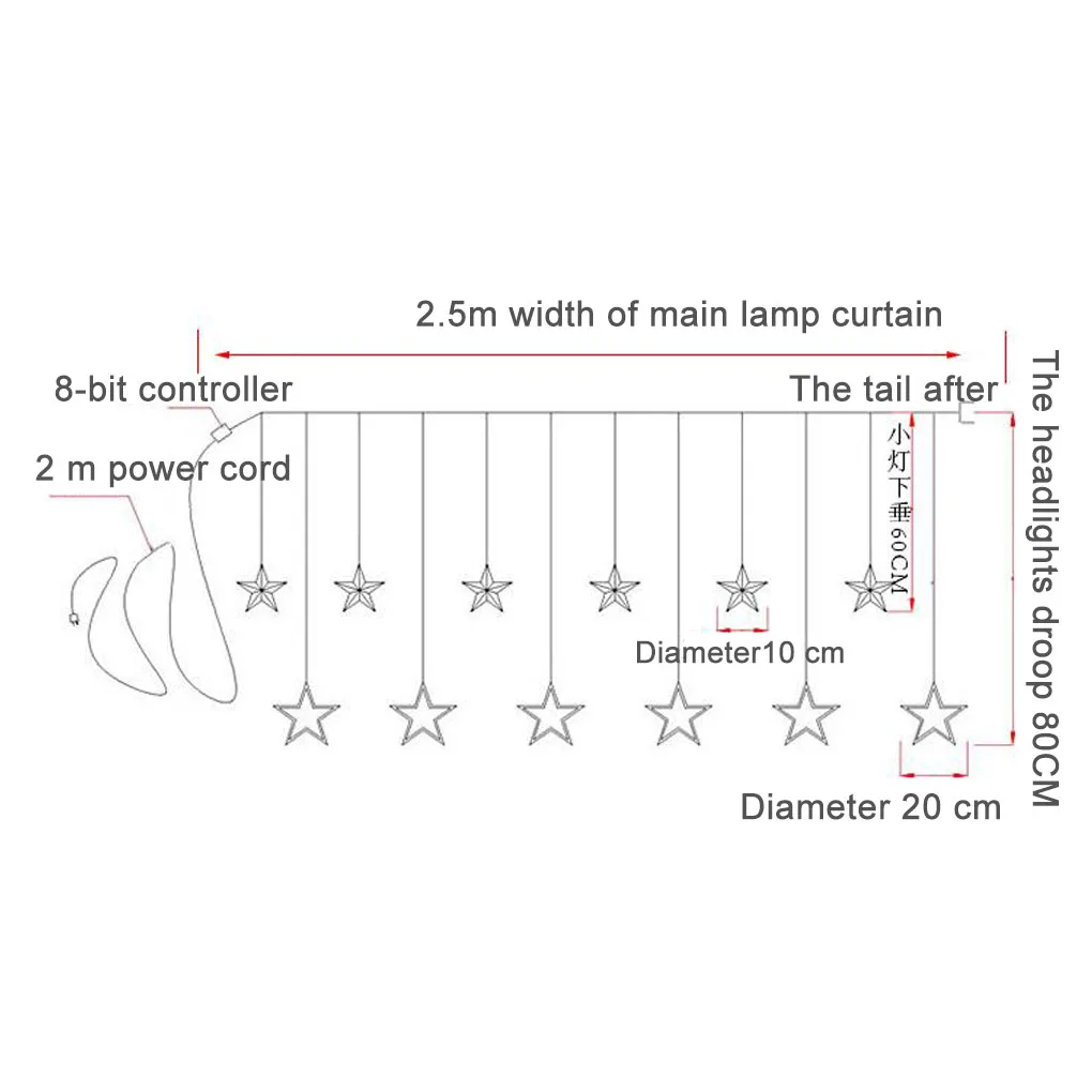 Праздничный светодиод, пятиконечная звезда, занавес, светлая звезда, Свадебные свечи ко дню рождения, теплое белое украшение-Гирлянда для