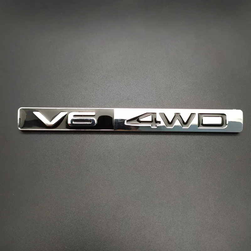

1Pcs 3D Metal V6 4WD Car Side Fender Rear Trunk Emblem Badge Sticker Decals for Toyota Highlander,Car accessories decorations