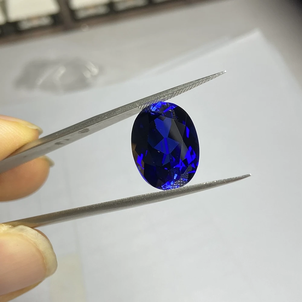 Meisidian 12x10mm Oval Shape 5A Quality Loose Corundum Royal Blue Sapphire Stone Ring Making