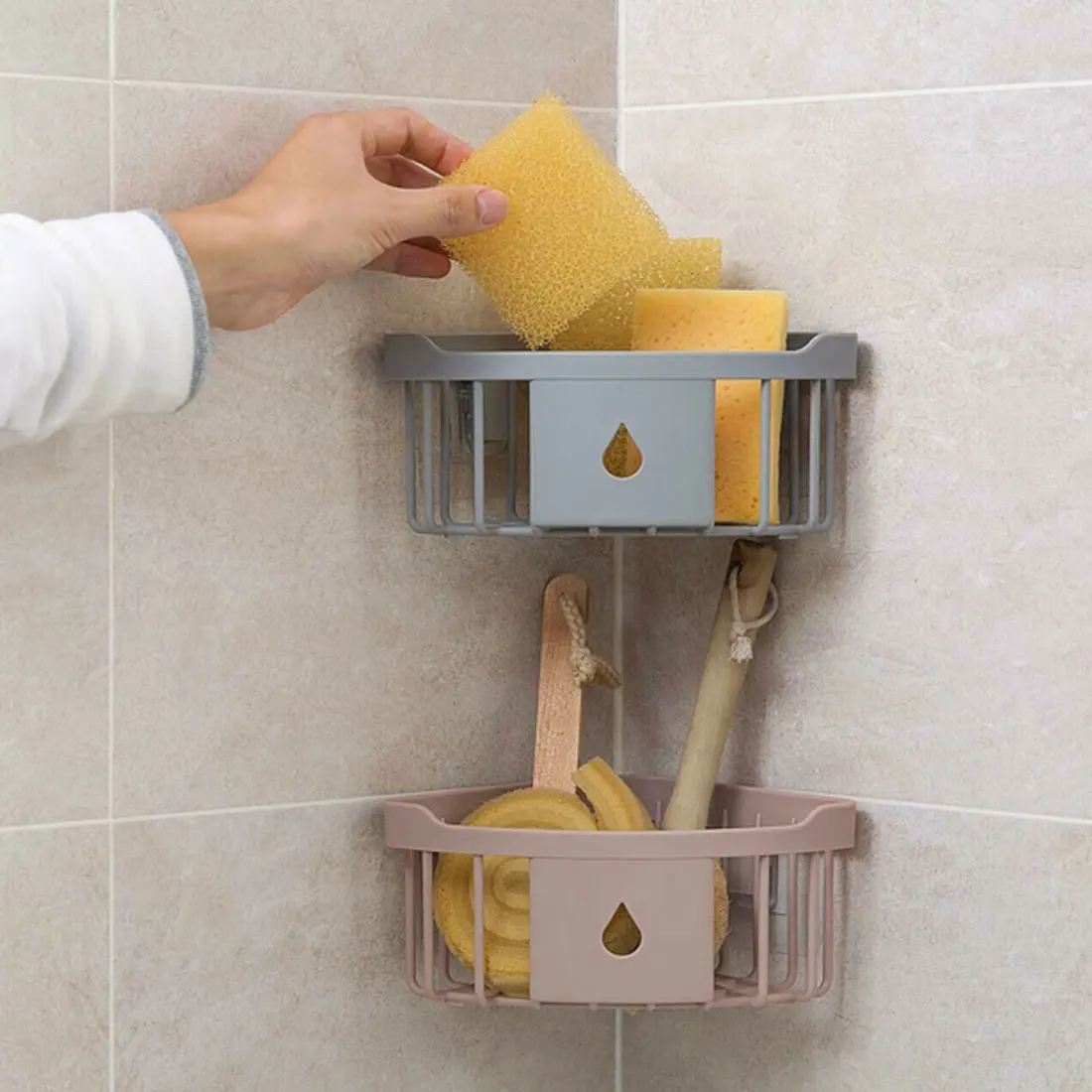 Пластиковый держатель Muur opkneoping Driehoek Rek Badkamer Keuken настенный держатель для телефона Органайзер Afvoer Douche Plank Badkamer аксессуары