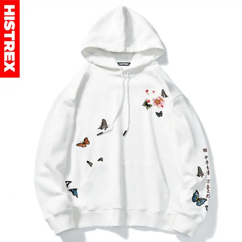 

HISTREX Embroidery butterfly Harajuku Japan Men Hoodies Hoody Hooded Homme Mens Drop Shipping High Quality Mens Hoodies PM707#