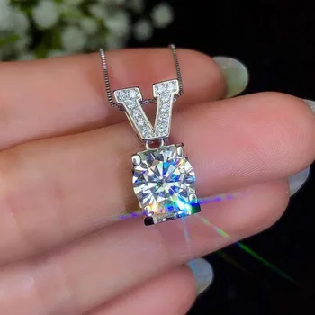 

Letter 2ct Diamond cz Pendant Real 925 Sterling Silver Party Wedding Pendants Chain Necklace For Women Bridal Charm Jewelry