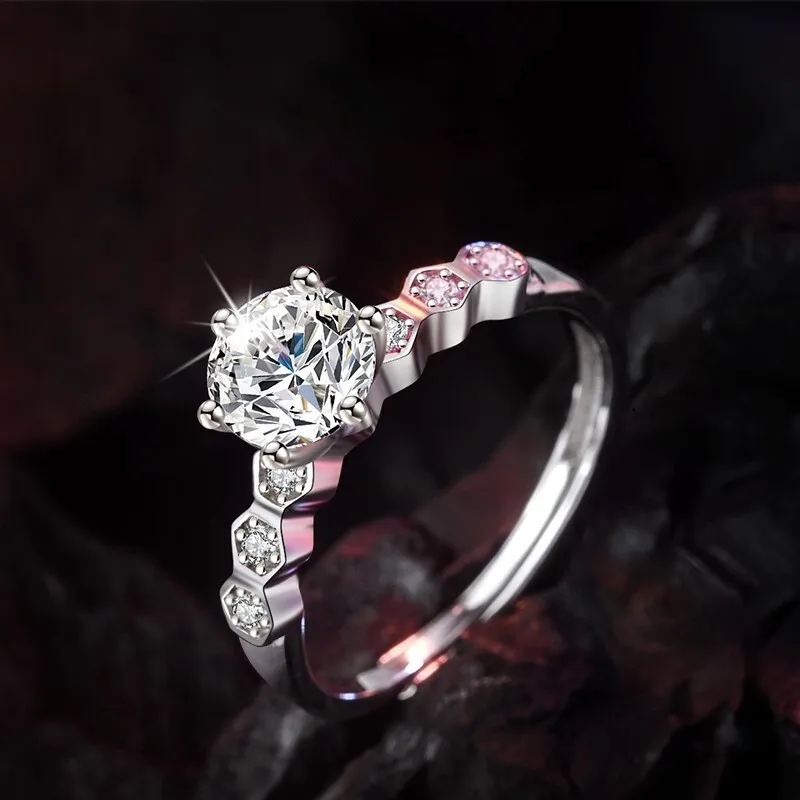 Classic Honeycomb Factory Wholesale Luxury Bridal Ring Super Silver Color Micro Paved Solitaire Engagement Rings For Girl | Украшения и