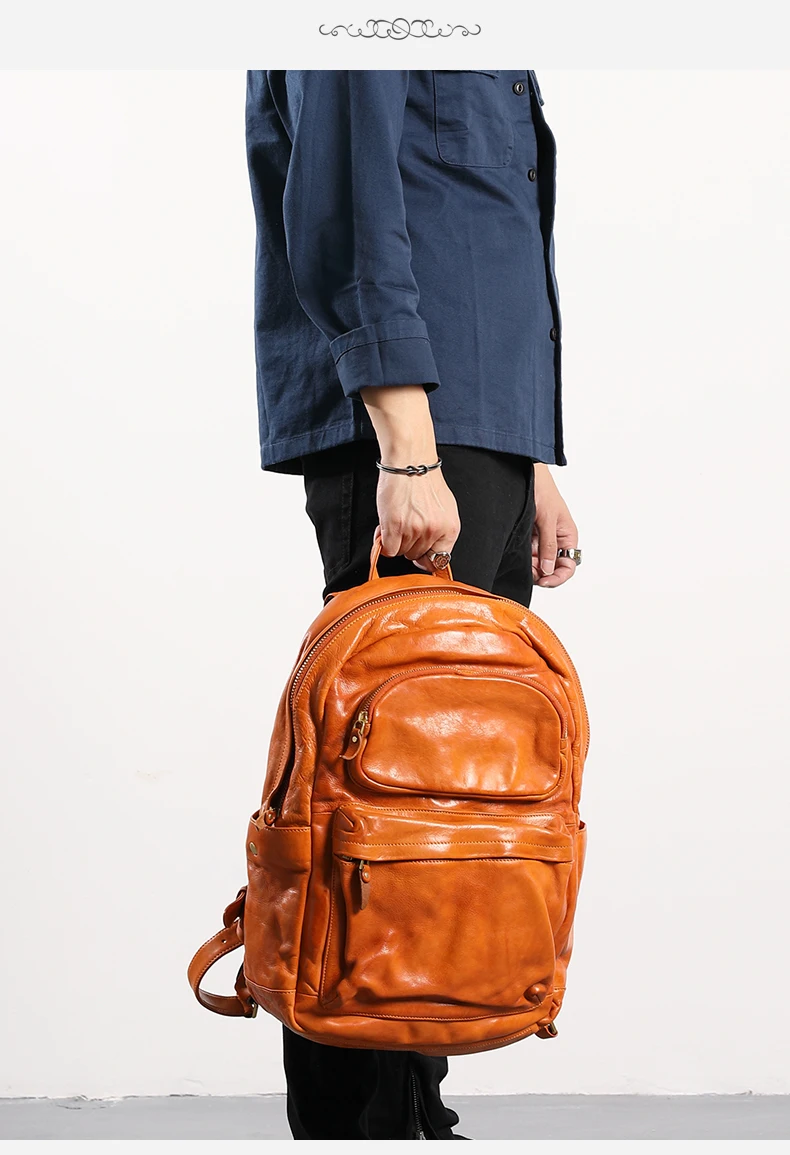 Backpack men's leather soft casual 
