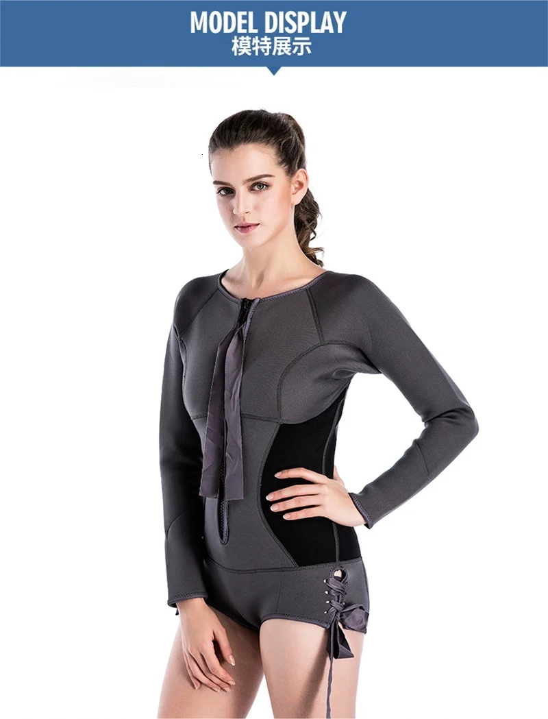 SBART High quality 2mm women neoprene wetsuit Surf Diving Equipment clothing long-sleeved piece Elastic fitted color stitching