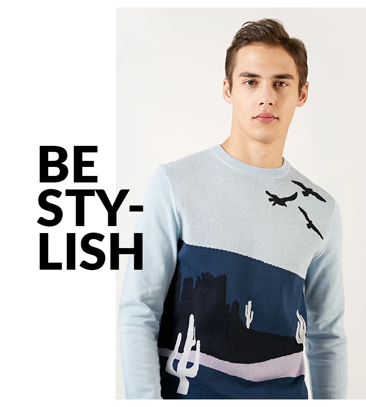 SELECTED Colour Matching Pattern Round-collar Knitted Sweater |419124552