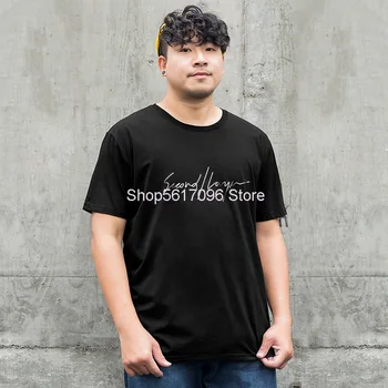 

Short Sleeve Men's Wear Loose Simple Printing Round Neck Black T Shirt Plus Fat Plus Fat Man Top