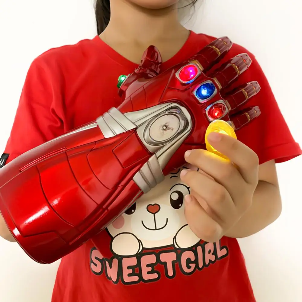 Yacn Infinity Gauntlet Железный человек перчатка костюм рука Тони Старк Косплей ПВХ перчатки с реальным лазерным светильник