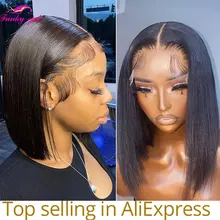 

Bob Wig Bone Straight Lace Front Human Hair Wigs Brazilian Transparent Lace Frontal Wig Remy Hair Lace Closure Natural Black Wig