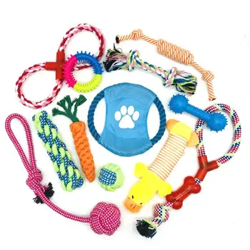

12 Pcs Dog Rope Toys Pet Chew Toy Set Washable Durable Cotton Clean Teeth Bite