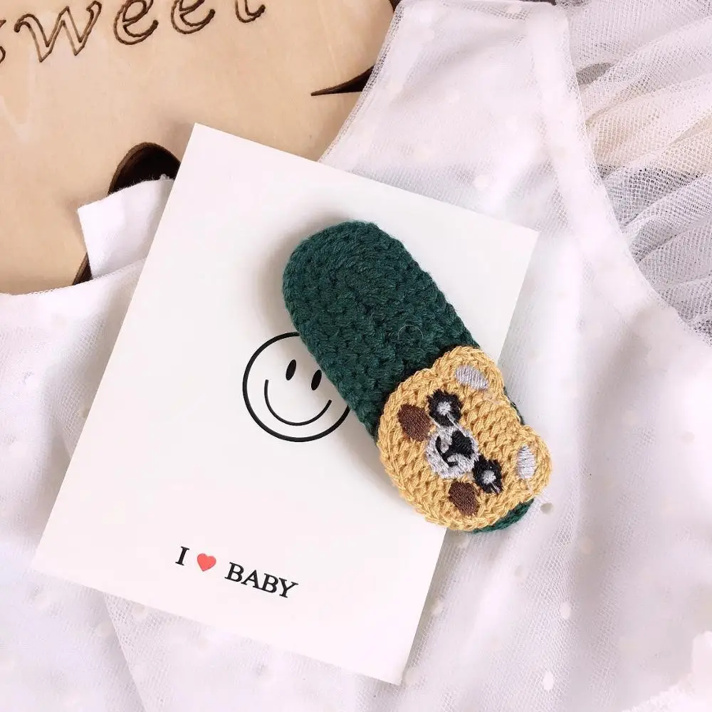 Корейский мультфильм вязаные животные Фрукты милые осень зима дети девочки BB шпильки заколки для волос головной убор Accessories-SWC5-W2 для волос - Цвет: 1