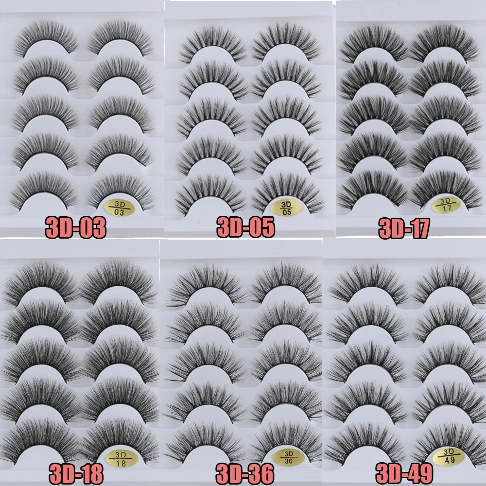 5 пар 3D Искусственные норковые накладные ресницы Wispies Fluffies драматические ресницы натуральные длинные мягкие ручной работы бескровные черные ресницы