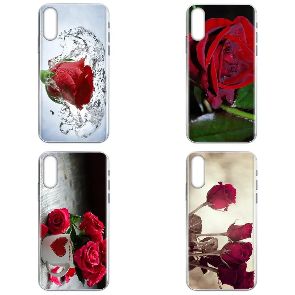 Мягкий ТПУ чехол для телефона с красной розой красивый цветок Huawei Honor 4C 5A 5C 5X 6 6A 6X 7