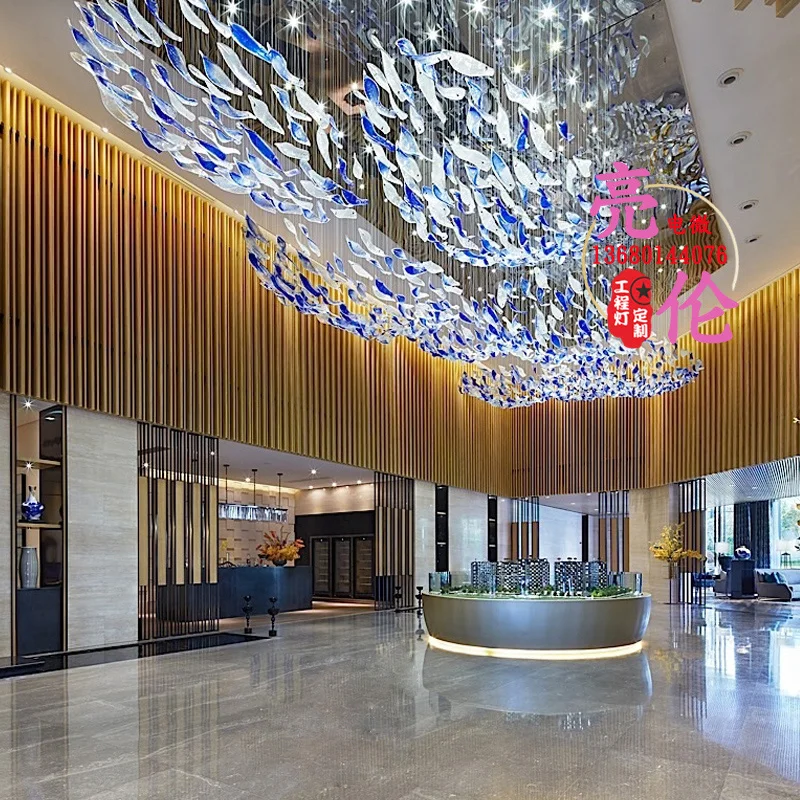 Индивидуальный отдел продаж лобби для отеля инженерный свет креативная вилла ресторан лестница искусство Стекло витая полоса большой