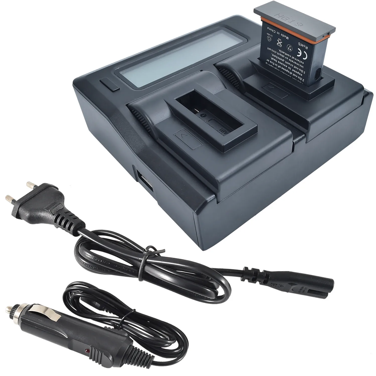

DSTE EUR AB1 Camera Battery with Protecting Case and EU Plug Dual Battery Charger and Car Adapter for DJI Osmo Action Camera