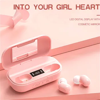 

Wireless Bluetooth Earphhones 3500 mAh with Led Display Earbud Built-in Makeup Mirror Mini Music Headset Tws Pk I12 Cancel Noise