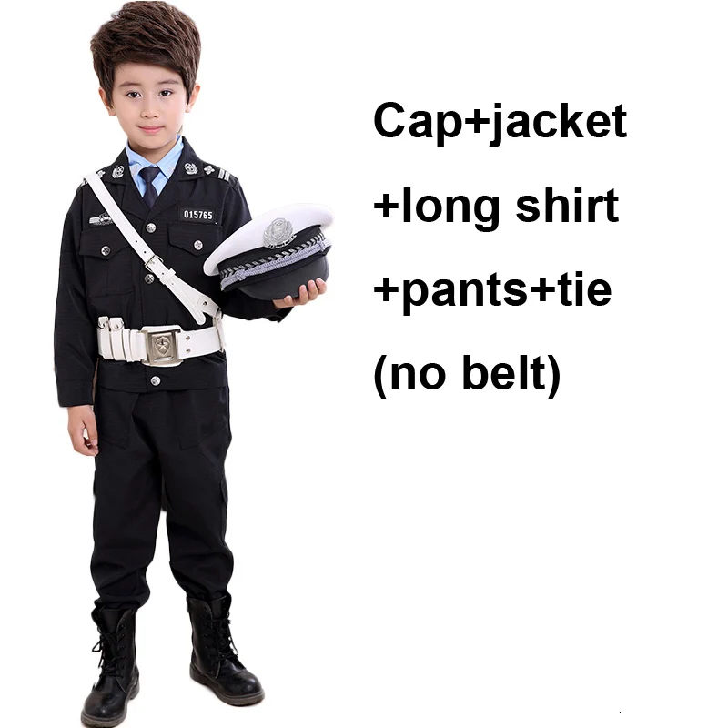 Boy jacket set Children's Day Boys Police Officer Cop Cosplay Costumes Halloween Carnival Kids Dexury Detective Military Uniform Army Suit - Цвет: Boy jacket set