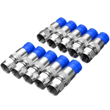 10 pces rg6 conectores de compressão à prova dwaterproof água conexão f conector de compressão coaxial cabo ferramenta de compressão