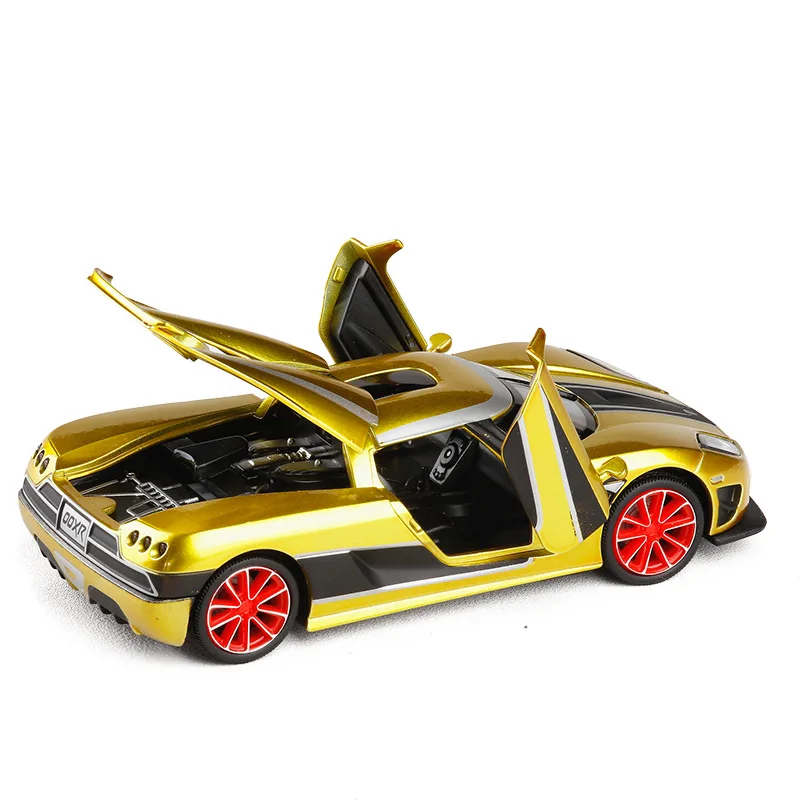 Высокая имитация 1:32 Koenigseker спортивный автомобиль сплав модель, кнопка открытый звук двери и свет игрушка с инерционным механизмом подарок