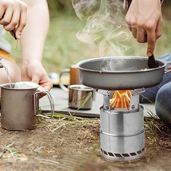 

Windproof Wood Stove Wood Stove Steel Outdoor Camping One-piece 20*13.5cm