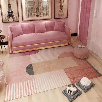

Modern Simple Carpet Pink Girls Bedside Mat Nordic Style Rugs Dywan Coffee Table Blanket Door Floor Mats Kid Climbing Play Mat