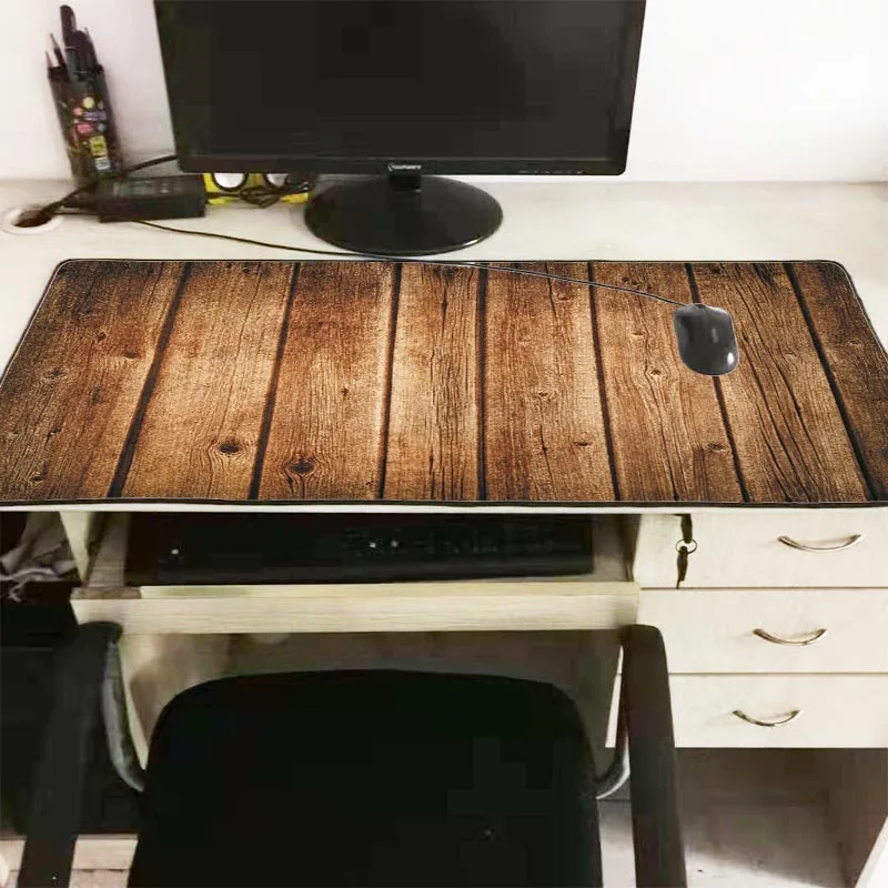 XGZ Fashion Wood Texture Large Gaming Mouse Pad Rubber PC Computer Gamer Mousepad Desk Mat Locking