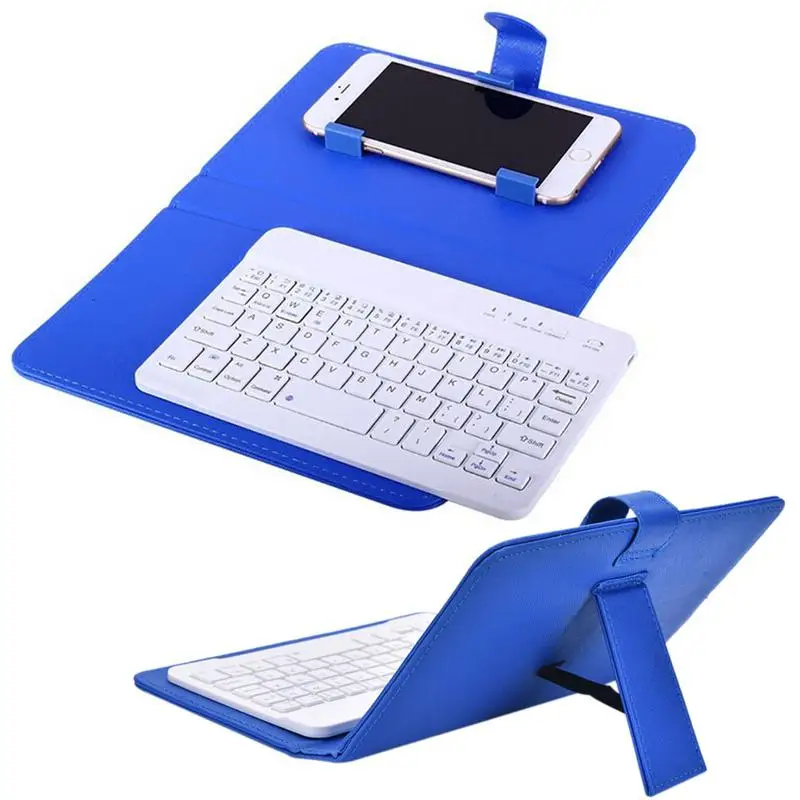  Portable PU Leather Wireless Keyboard With Case for Mobile Phone Protective Bluetooth Universal Key