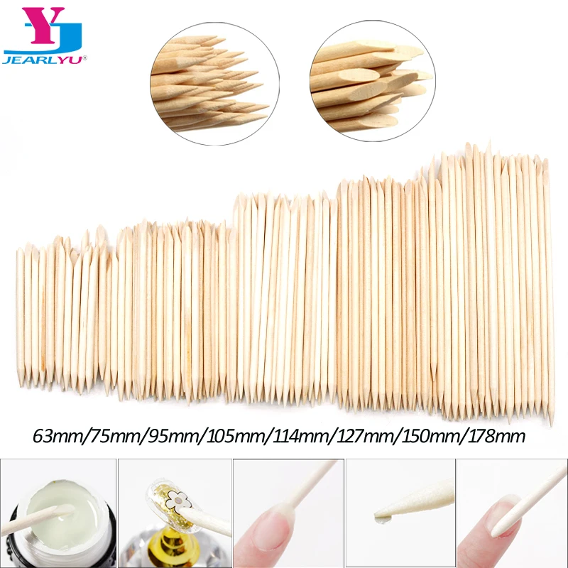 

300 Pcs/Lot Double End Orange Wood Stick Nail Manicures Remover Wooden Cuticle Pusher UV Gel Polish Drawing Stick Nail Art Tools