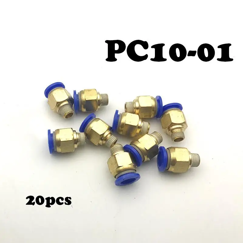 20 шт/лот резьба прямой троут 1/8 "соединительный соединитель PC10-01 пневматические фитинги, 10 мм