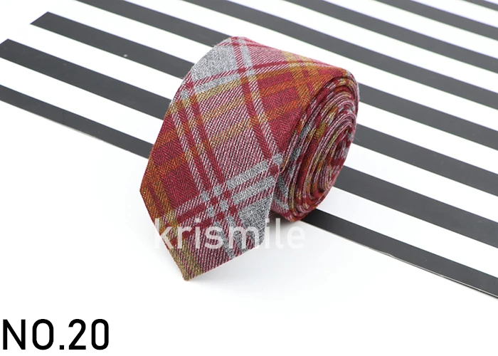 Men's Business Diamond Check Tie Artificial Wool Cotton Dark Color Tie Striped Black Grey Necktie For Daily Accessory Paty Gift