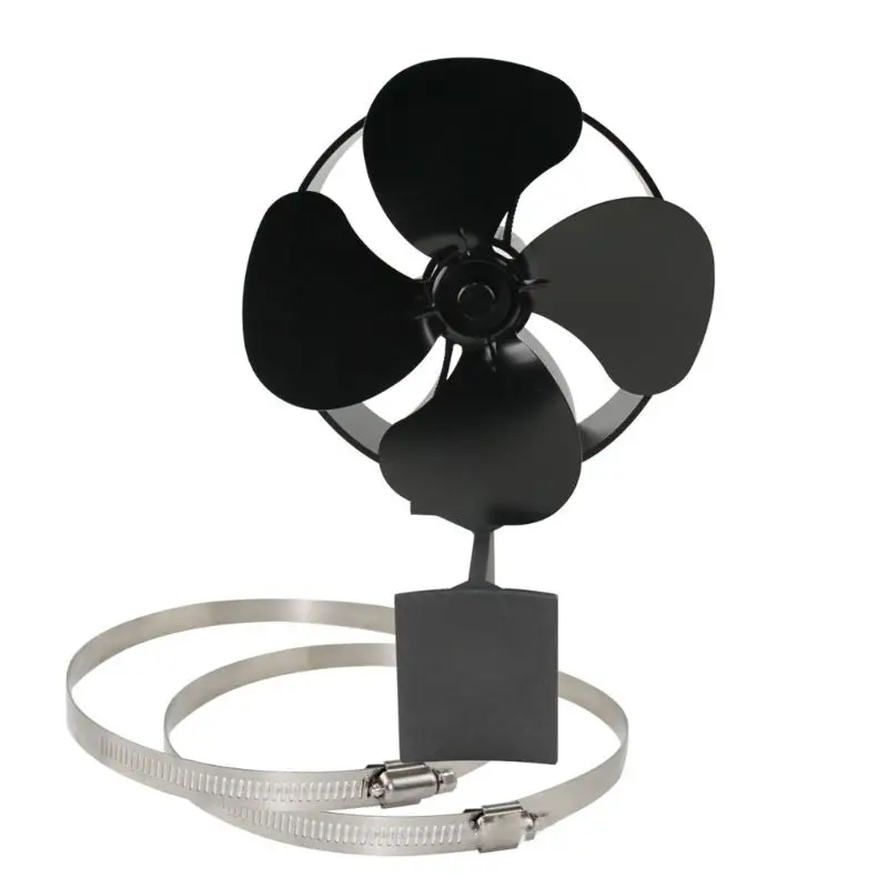 Quiet Wall Mounted 4 Blade Stove Fan Fireplace Fire Heat Power Saving Eco Fan 831F - Цвет: Черный