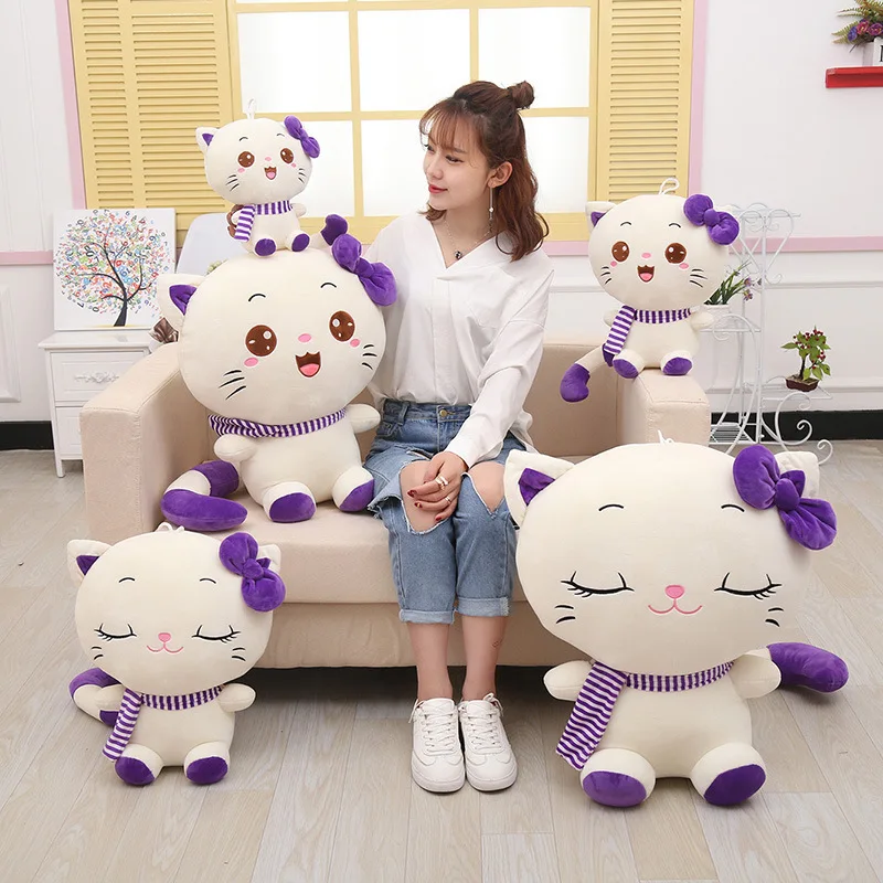 

Hot Selling 2018 New Style Scarf Big Cat Face Plush Toys Meng Expression Cute Pillow