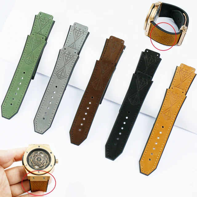 US $4.93 Watch accessories men's rubber strap for Hublot 25 * 19mm matte leather strap series 22mm buckle la